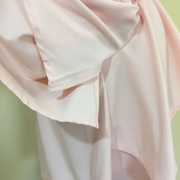 Blush Romantic Ruffled Overlay Split Sleeve Off Shoulder Blouse - Picture 6 of 7